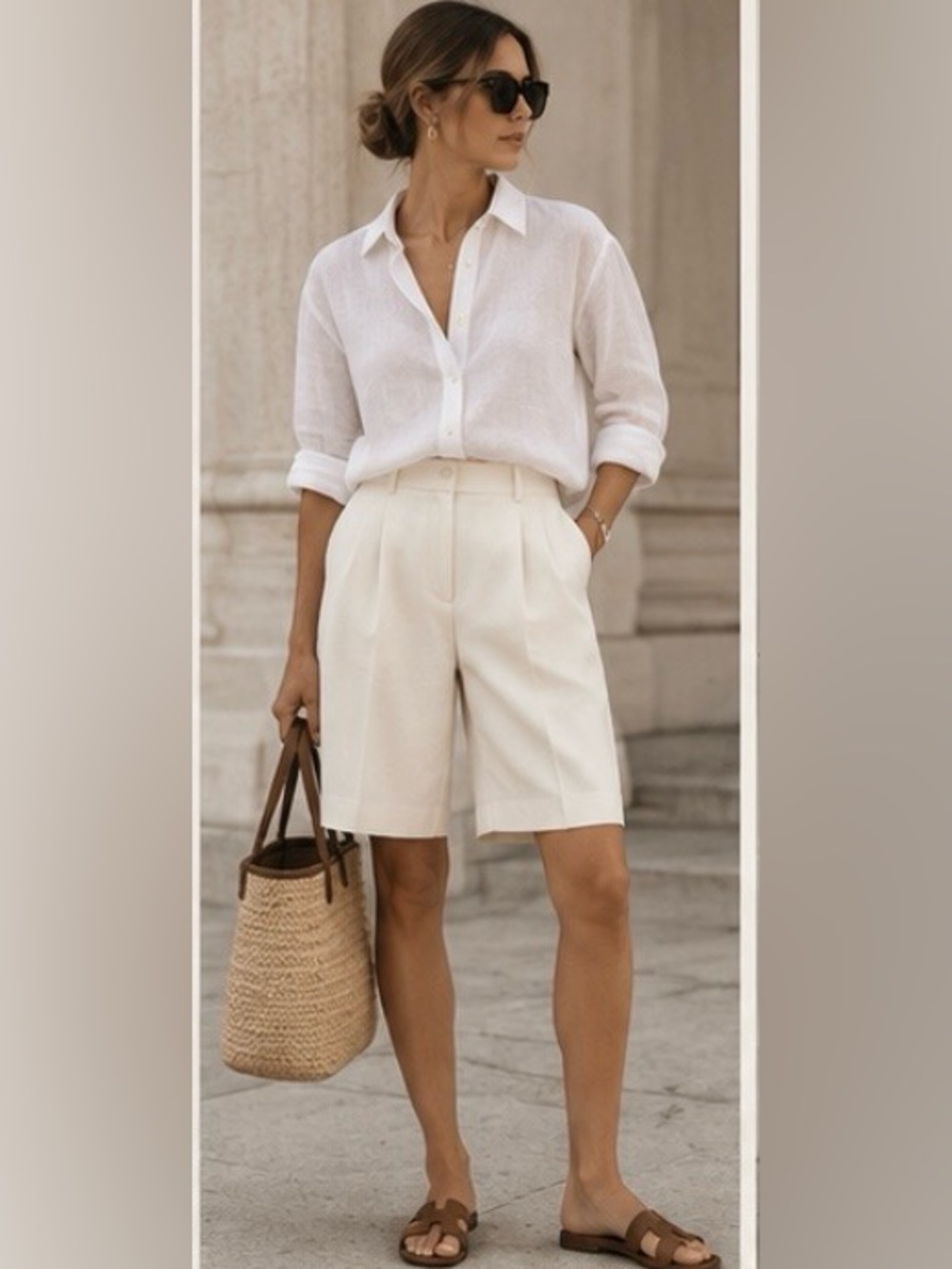Leith Brooklynn Pleat Front High-Rise Pleated Bermuda Shorts